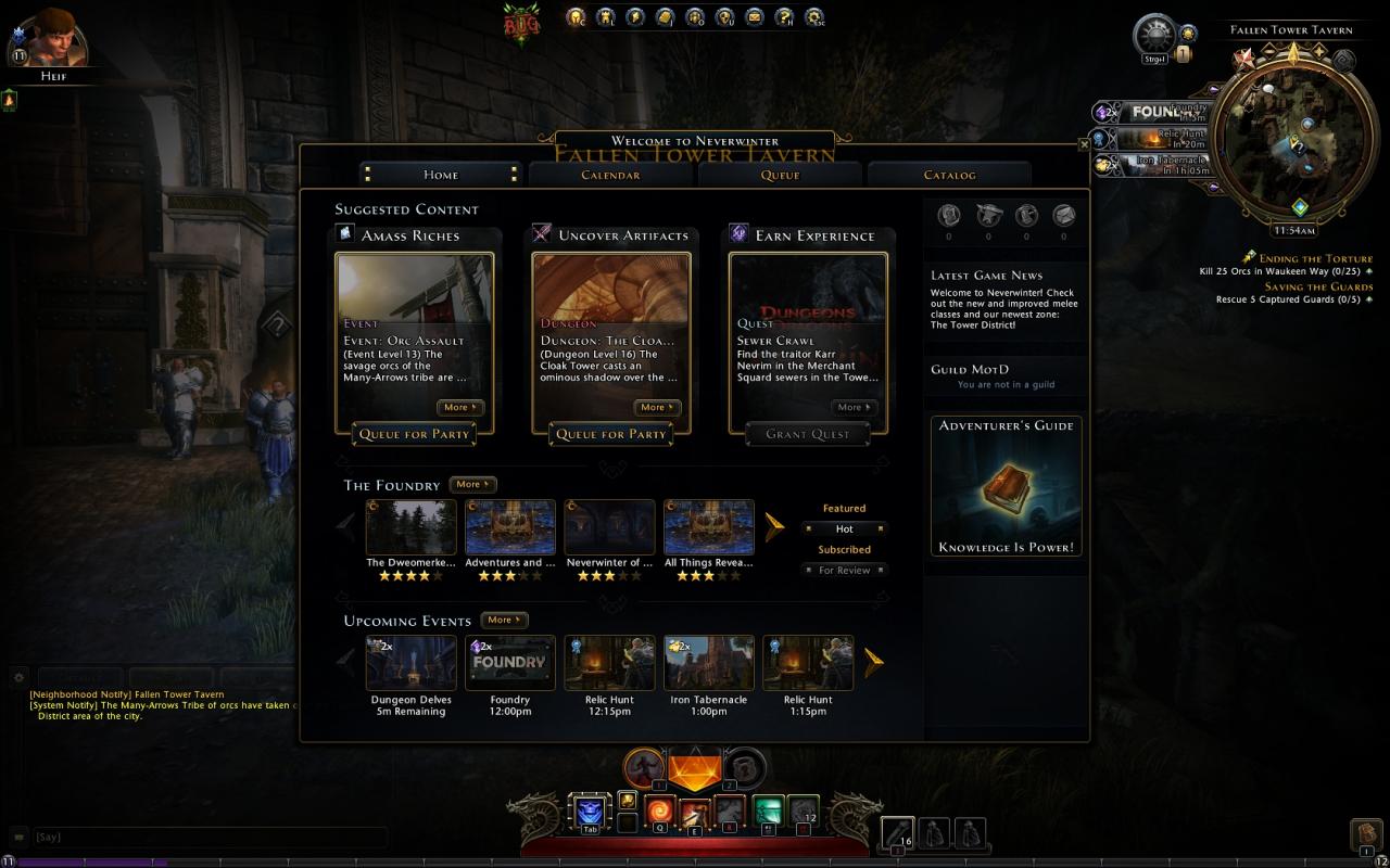 [08/02/2013] Neverwinter: Nach dem Einloggen gibt eine Übersicht Tipps zu Spielinhalten, die für den Charakter geeignet sind