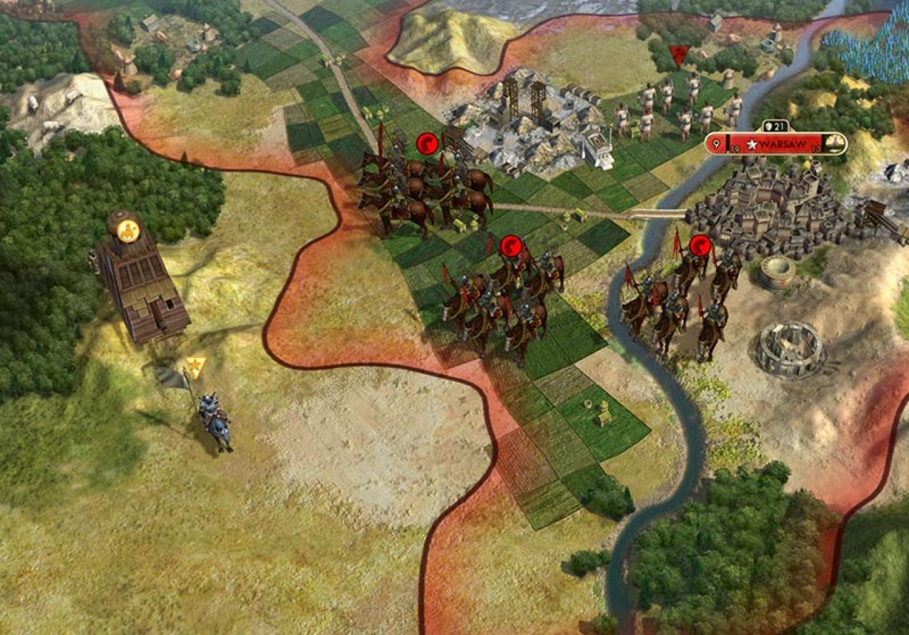 Civilization 5 - Polen greift mit Pferden an.