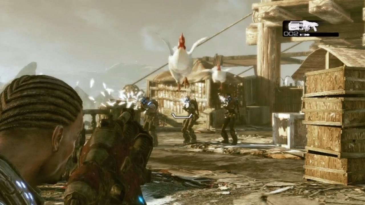 [29/04/2013] Die Cluckshot feiert flatterndes Federvieh auf eure Feinde. In Anbetracht dessen, dass sich Gears of War 3 ziemlich ernst nimmt, ist das irgendwie schon ganz schön... lächerlich. Egal, wir stehen drauf!
