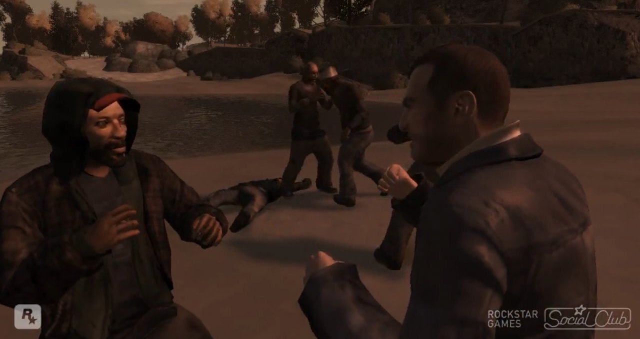 [25/04/2013] Liberty City, Schauplatz von Grand Theft Auto 4, ist nicht nur Wohnort der Reichen und Schönen. In den weniger einladenden Gegenden begegnen wir auch Obdachlosen. Einige sind betrunkene Raufbolde, die uns sofort angreifen. Da heißt es entweder Geld zuwerfen und rennen oder Fäuste auspacken.