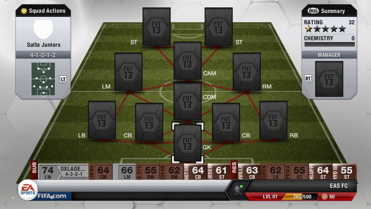 [06/05/2013] FIFA 13 Ultimate Team - Am Anfang wählt ihr eure Lieblingsformation aus, auch anhand eures Spielerpotentials, was euch zu Beginn zur Verfügung steht.