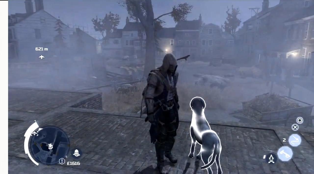 [27/05/2013] Wenn wir in Assassin's Creed 3 genug haben von all den Messerstechereien und Kämpfen, dann vergnügen wir uns mit unserem neuen Streichelzoo. Wer sonst käme auch auf die Idee, Wachhunde zu streicheln.