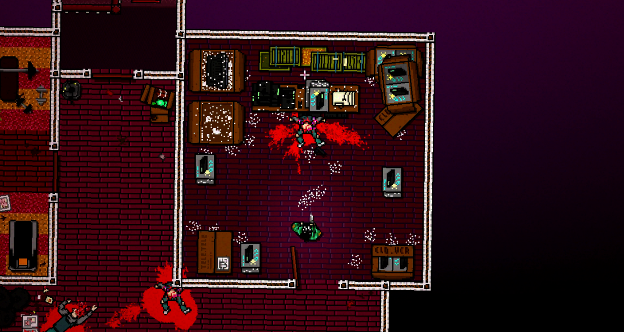 [19/06/2013] Sollten sich nach monatelanger Isolierung irgendwann mal die Aggressionen breit machen, empfehlen wir euch den Titel Hotline Miami. Einfach mal austoben und ordentlich die Sau rauslassen, das hilft und ist eventuell weniger peinlich, als sich wie ein Baby in den Schlaf zu weinen.