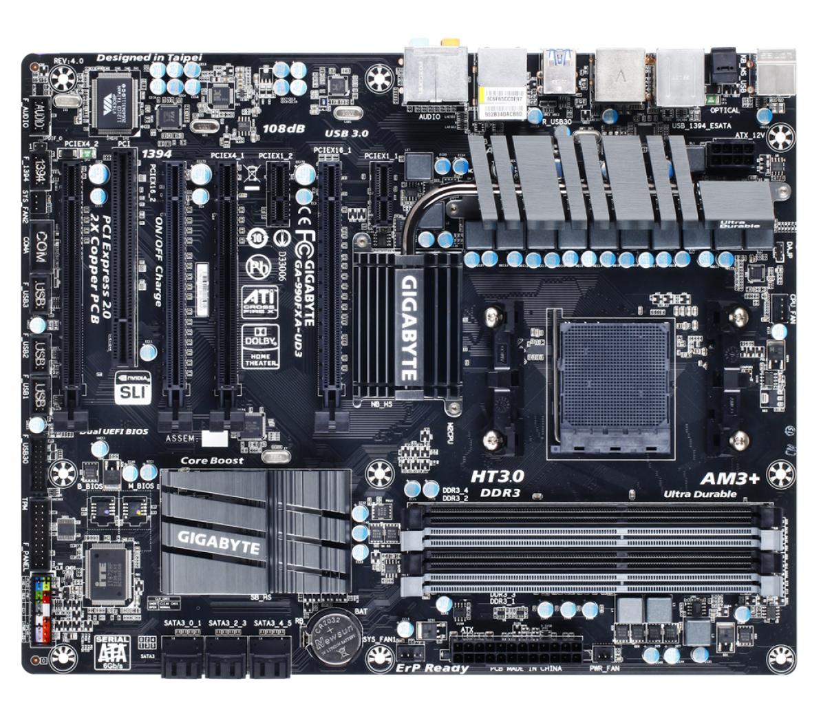 [12/07/2013] Für 100 Euro ein gute Gesamtpaket für die, die auf einen AMD-Prozessor setzen: Gigabyte 990FXA-UD3