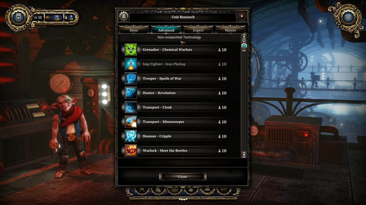 [02/08/2013] Divinity: Dragon Commander im Test - Das Forschungsmenü fällt etwas lieblos und unübersichtlich aus.