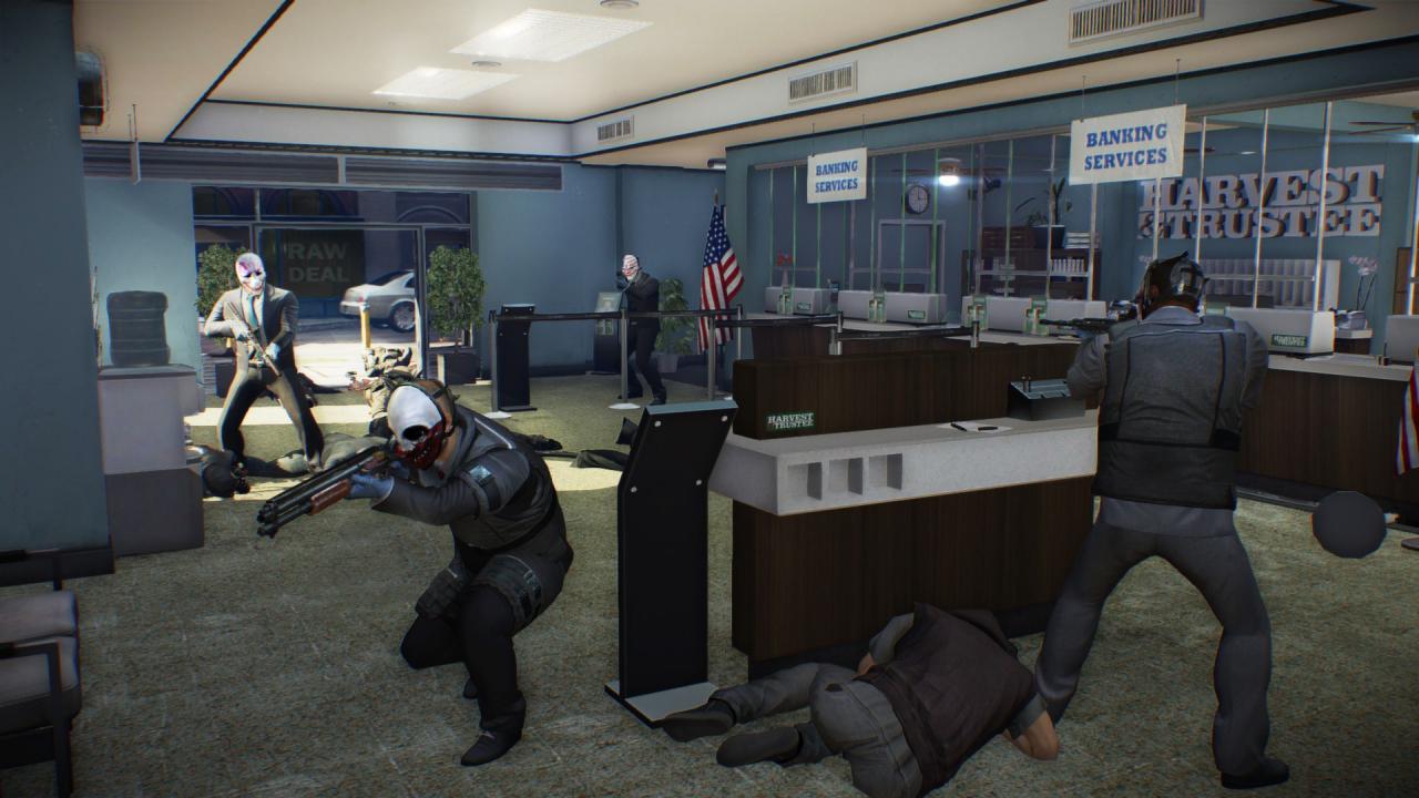 [08/08/2013] Payday 2 entfaltet seinen vollen Spielspaß erst mit drei Partnern. Schließlich ist das Spielkonzept des Bankraubes genau darauf ausgelegt. Schnappt euch also drei Kollegen, gern auch den obligatorischen Soziopathen, wie wir ihn aus Film und Fernsehen kennen und geht auf Raubzug.