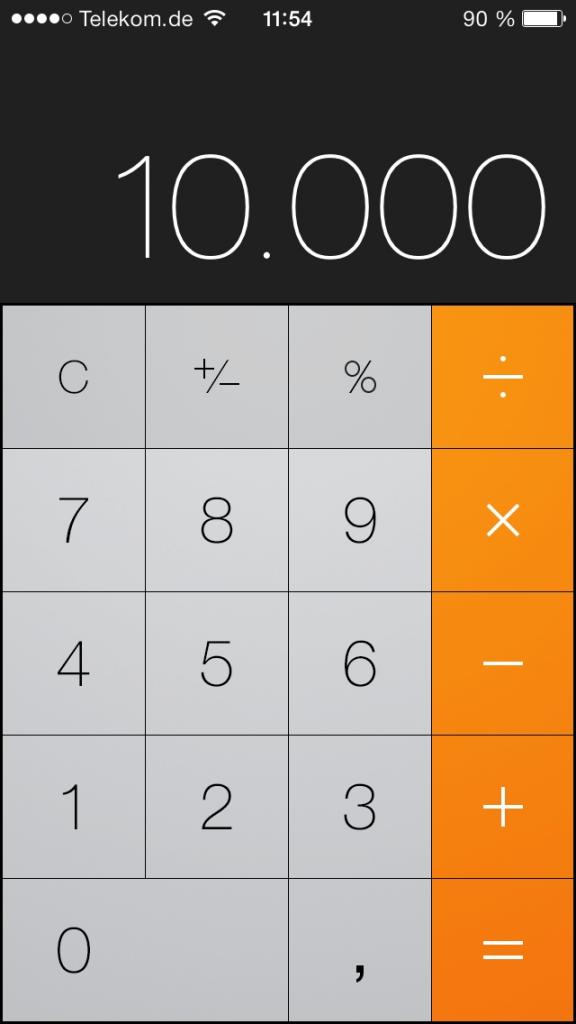 [20/09/2013] iOS7 im Test: Taschenrechner 2.0. (1)