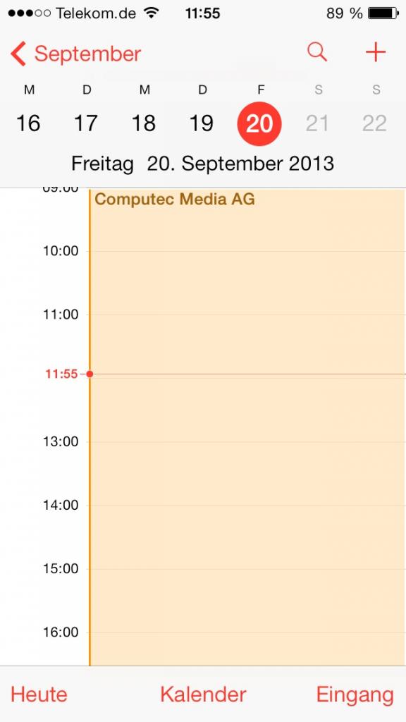 [20/09/2013] iOS7 im Test: Der Kalender mit Design-Revamp.