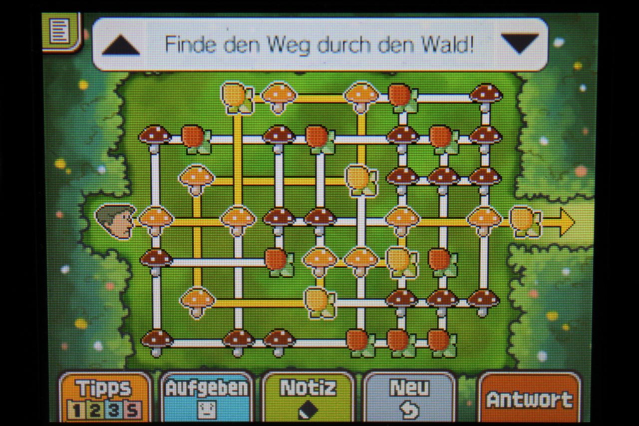 [11/11/2013] Professor Layton und das Vermächtnis von Aslant: Diesen Weg muss Julian einschlagen, um Rätsel 077: Durch den Wald erfolgreich abzuschließen.