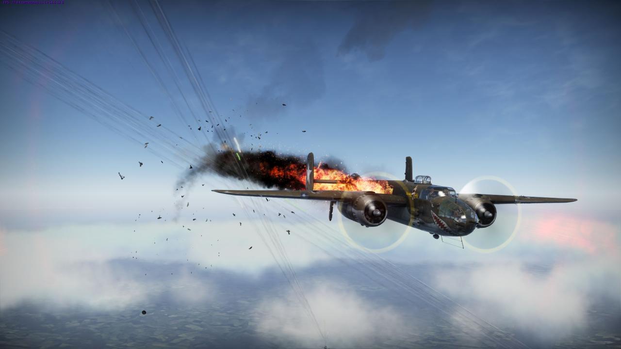 [12/11/2013] Dieser brennende B-25-J-20-Bomber ist wohl dem Untergang geweiht.