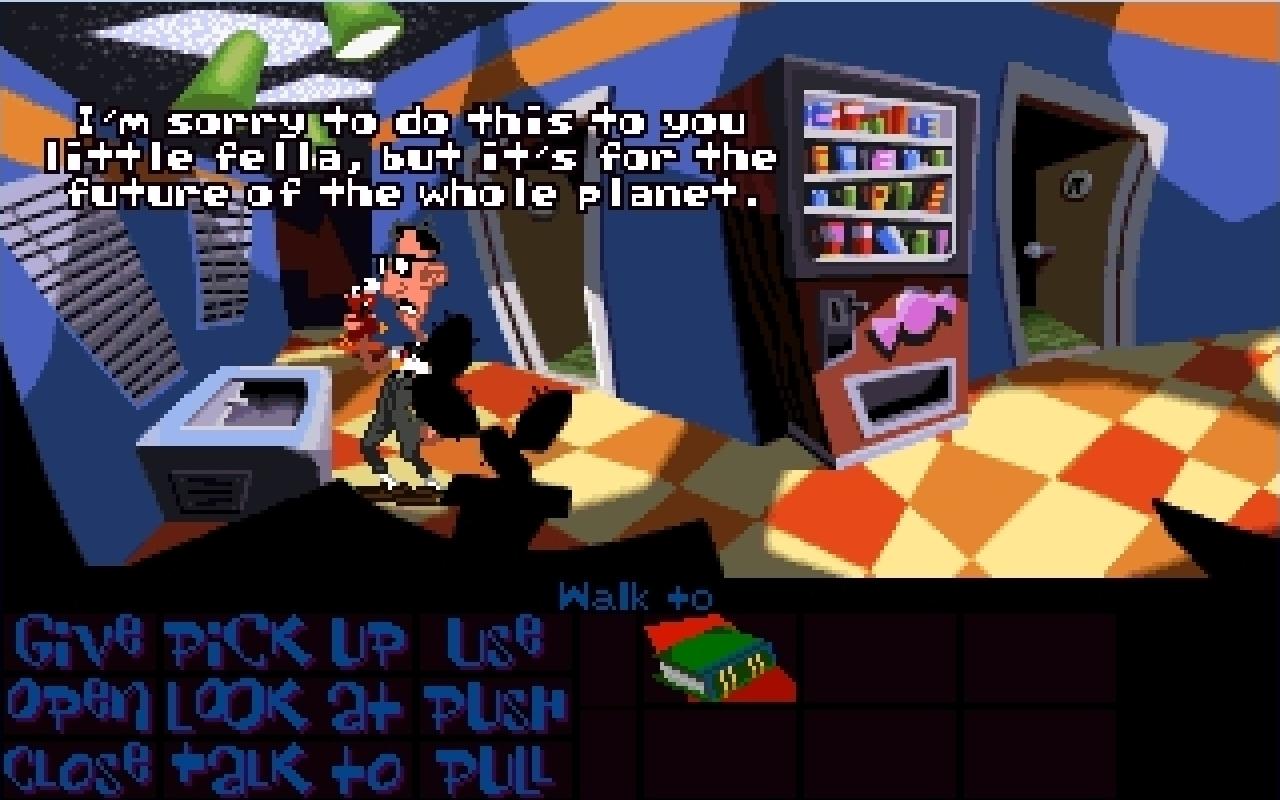 [26/11/2013] Freude: Diese Kultszene macht Spaß, weil sie lustig und brillant zu gleich ist. (Day of the Tentacle) PC-Screenshot, aufgezeichnet via SCUMM Frontend.