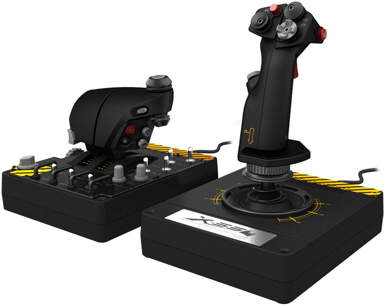 [18/12/2013] Bei einem HOTAS-System gibt es einen Joystick und dazu noch eine separate Einheit mit einem Schubregler und weiteren Buttons, die man frei platzieren kann.