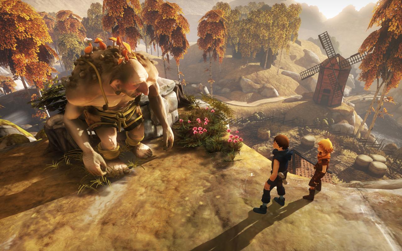 [20/03/2014] Beginnt man ein neues Spiel in Brothers: A Tale of Two Sons, kann es durchaus sein, dass man sich die Frage stellt, ob man die falsche Sprache eingestellt hat. Es handelt sich jedoch um eine fiktionale Sprache, die wir Spieler nicht verstehen sollen. Das allerdings macht gar nichts und trägt sogar noch positiv zum Spielerlebnis bei - wir werden nicht durch konkreten Dialog abgelenkt, sondern können uns ganz auf die atmosphärischen Aspekte des Spiels konzentrieren. Außerdem ist es schön anzusehen, wie viel man eigentlich doch durch die Körpersprache versteht. Ferner kann man dabei ganz eigene, individuelle Interpretationen schaffen, sodass dem Spieler hier besonders viel Freiheit geboten wird.