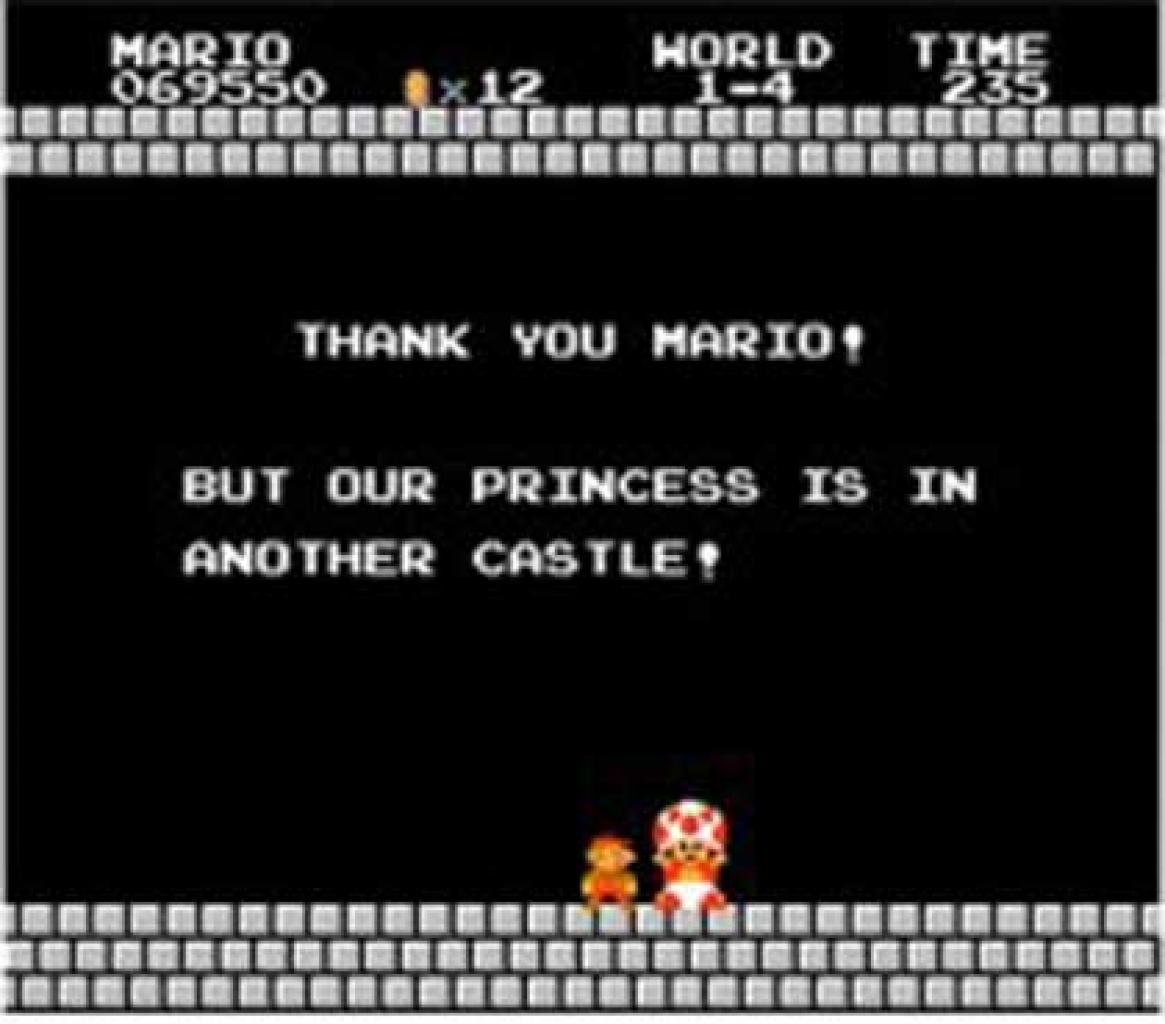 [09/05/2014] Stundenlang kämpfen wir uns durch zahlreiche Super Mario-Level, um unsere vermeintliche Herzensdame aus den Fängen des Ungetüm Bowser zu befreien, damit wir am Ende immer wieder den selben Spruch um die Ohren geknallt bekommen: 