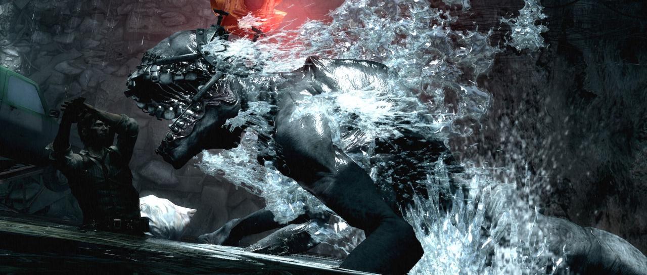 [12/06/2014] Die Wasserdämonen in The Evil within, genannt Shigyo, sind durch die verlorenen Seelen von Ertrunkenen entstanden. Sie halten sich in den überfluteten Gegenden von Krimson City auf.