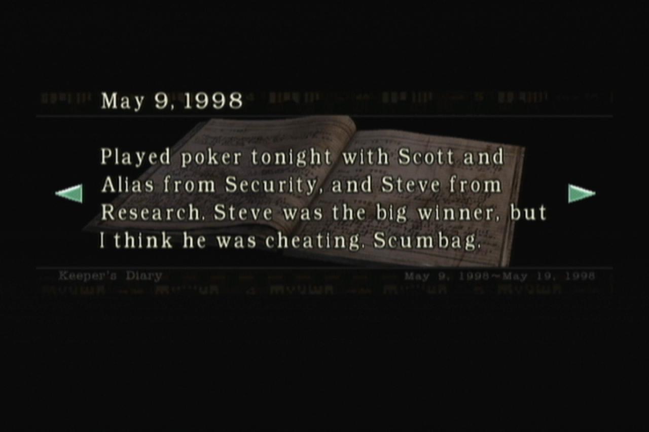 [19/08/2014] In Resident Evil finden wir immer mal wieder Tagebrucheinträge von verschiedenen Charakteren, die uns Einblicke in deren Gedankenwelt gewähren oder mehr oder minder wichtige Story-Hintergründe erklären. Warum man aber in Gebieten, die mit zombiefizierten Gestalten überhumpelt werden, reihenweise Seiten aus seinem Tagebuch verliert, bleibt weiterhin ungeklärt.