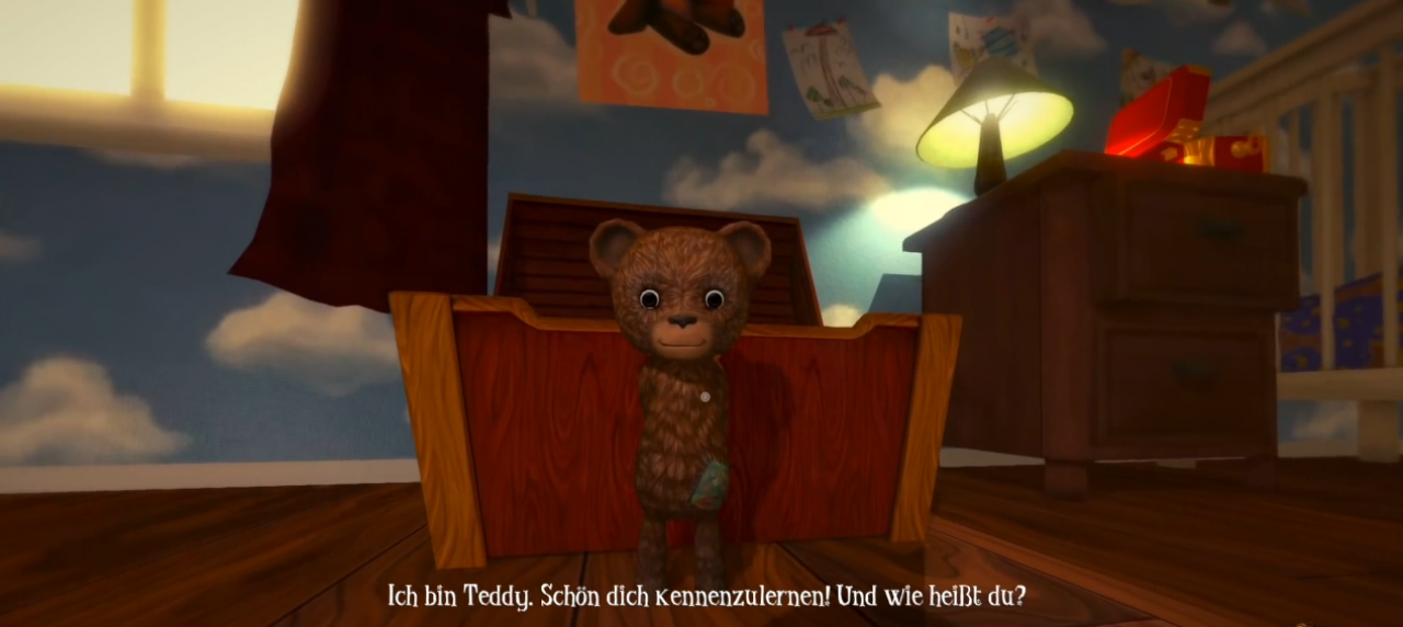 [18/09/2014] Ein wunderschön eingerichtetes Kinderzimmer sehen wir in Among the Sleep. Spielzeug wohin das Auge reicht, bunte und frische Farben, einfach der Traum eines jeden Kleinkindes. Da darf natürlich auch nicht die obligatorische Nachttischlampe fehlen, die des Nachts das Zimmer erhellt und die bösen Monster vertreibt.