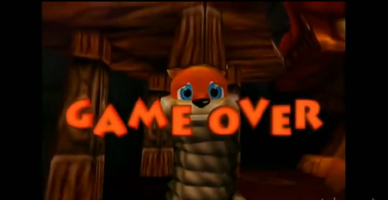 [18/09/2014] Welches tragische Schicksal uns ereilt, wenn wir in Conker's Bad Fur Day ziemlich fies versagen, macht das Spiel visuell sehr deutlich. Denn König Panthers teuflischer Plan, uns als Tischbein für seinen kleinen Tisch zu missbrauchen, geht auf und wir fristen den Rest unserer Eichhörnchentage als Teil seines Mobiliars.
