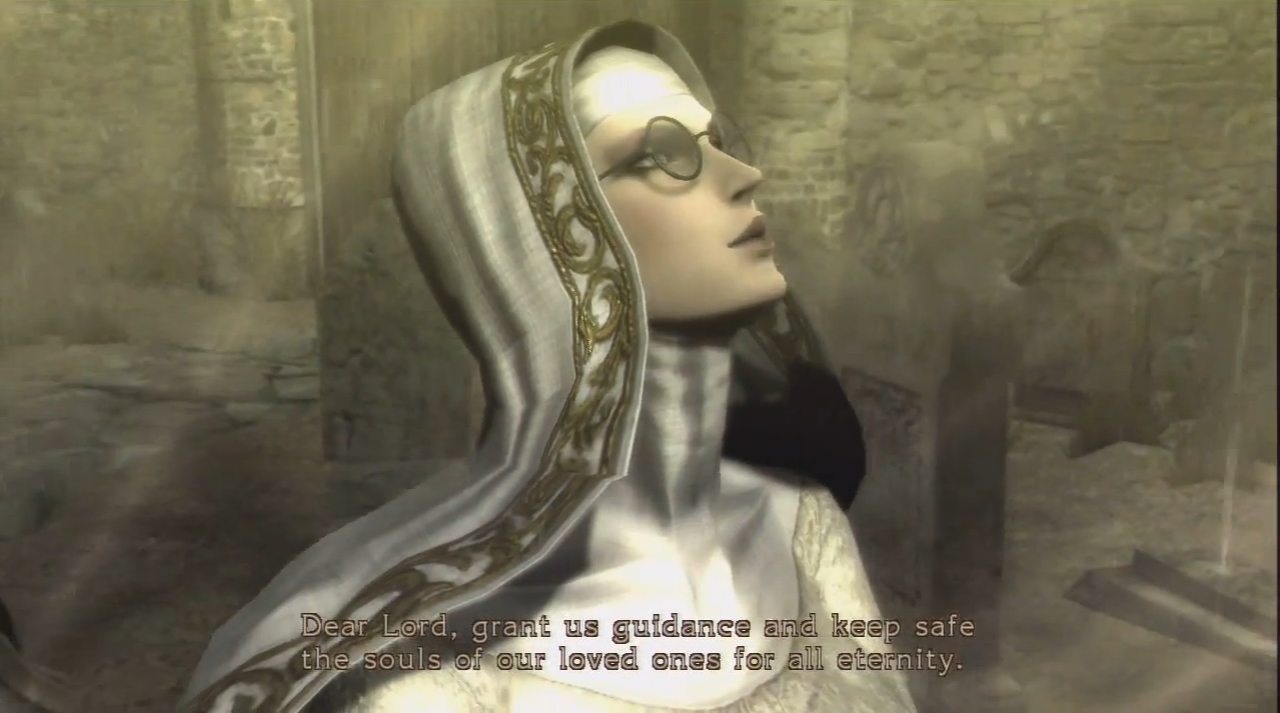 [16/10/2014] Gleich zu Beginn von Bayonetta, während sie ihrem Tagwerk, Engel zu opfern, nachgeht, erkennen wir unsere liebe Hexe nicht wieder. Das Nonnenkostüm ist irritierend, aber so lockt man Engel wohl am effektivsten an.