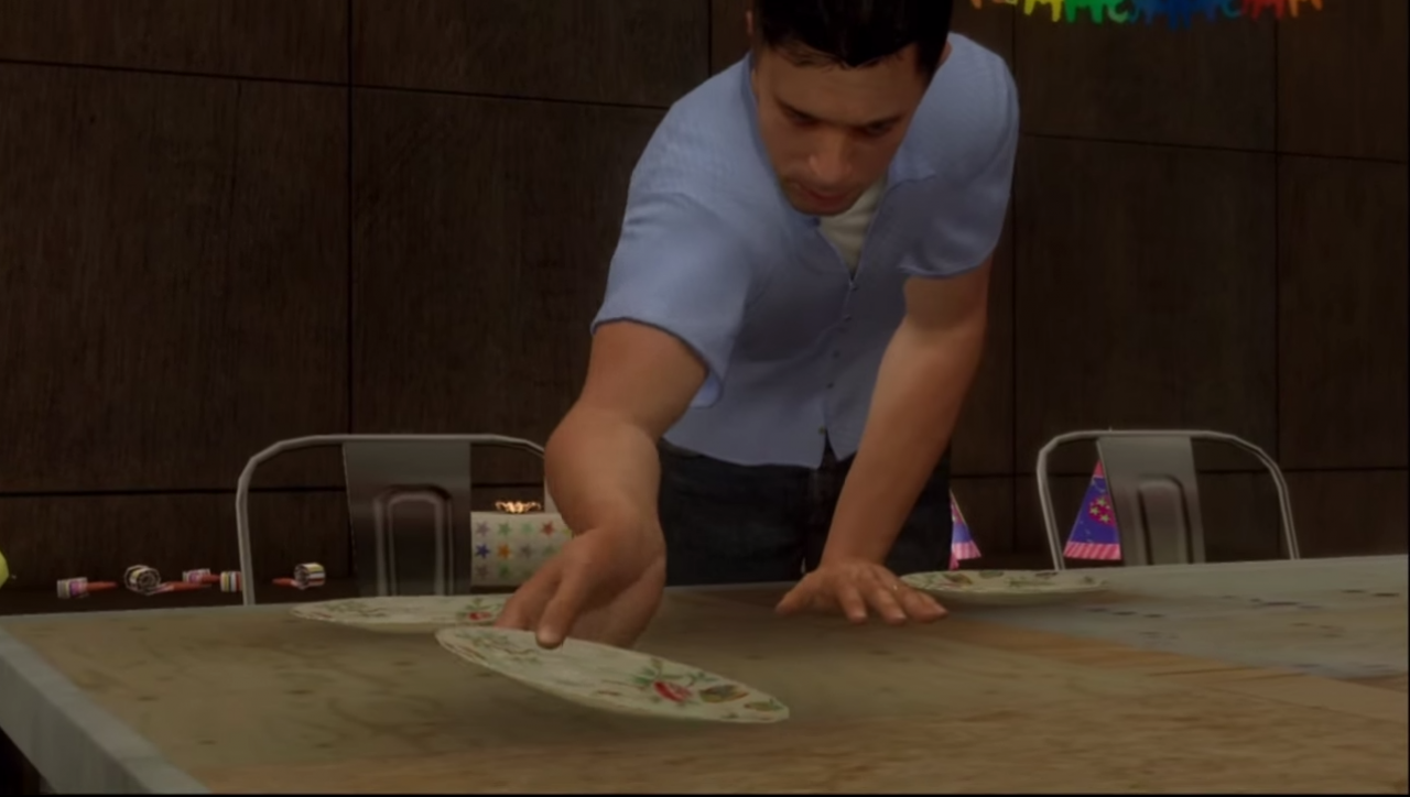 [30/10/2014] Eine wahre Unverschämtheit leistet sich Heavy Rain. Das Spiel beginnt gleich mit einer Geburtstagsfeier und der Tisch wird dazu auch mit dem guten Geschirr gedeckt. Der Kuchen verbleibt jedoch im Kühlschrank und wir bekommen nicht mal zu sehen, wie er gegessen wird!