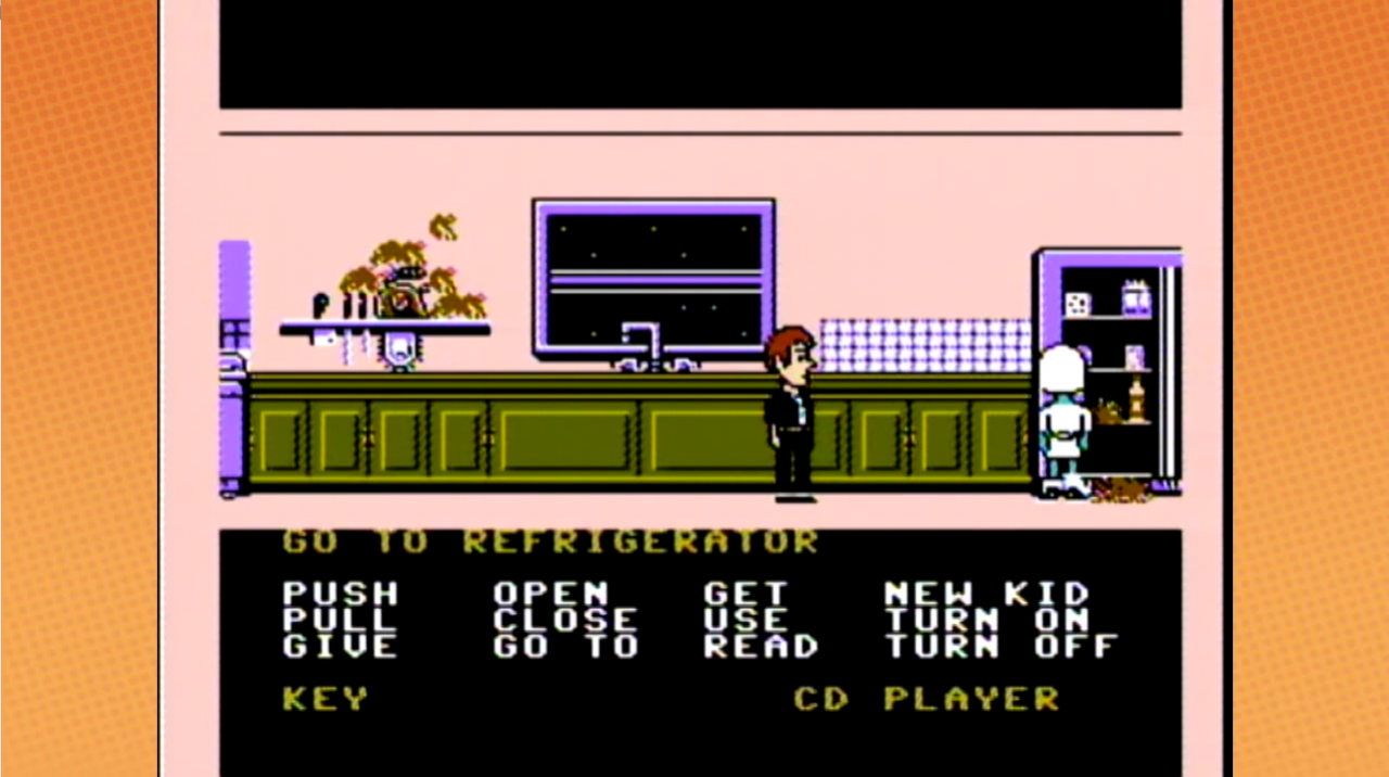 [15/10/2014] In Maniac Mansion können Kühlschränke in Gefangenschaft enden. Besonders, wenn ein Arzt-Krankenschwester-Dings im OP-Outfit davor steht und uns erwischt.