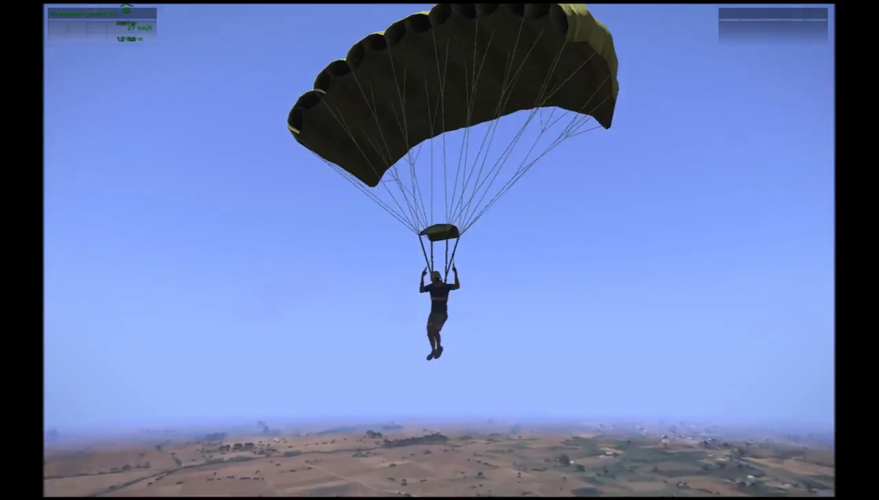 [06/11/2014] Wenn in Arma 3 plötzlich das Bedürfnis verspürt, aus luftigen Höhen zu fallen. Der kann das auch tun. Man nehme einen Fallschirm, einen Hubschrauber und eventuell ein paar Freunde und genieße einen kleinen Fallschirmsprung am Mittag.