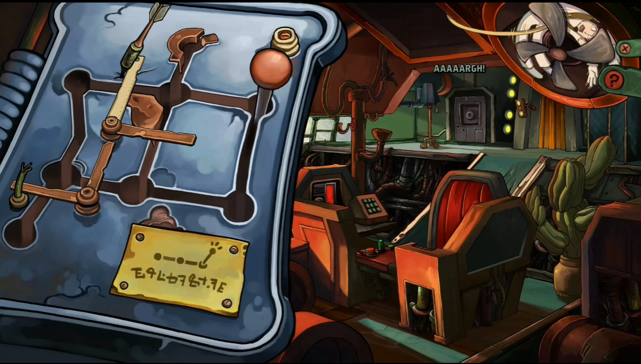 [12/11/2014] In Goodbye Deponia können wir es Cletus endlich mal richtig heimzahlen, wenn wir gezwungen sind, ein kleines Minispiel zu spielen. Sagen wir mal so: Cletus an einem Seil und wir an der Steuerkonsole in Kombination mit einem ziemlich großen Ventilator sind keine so angenehme Mischung. Für Cletus.