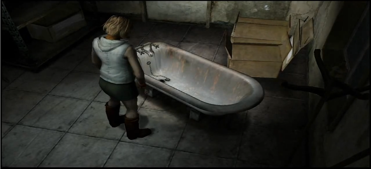 [06/11/2014] Wir sind von Silent Hill ja schon viele seltsame Dinge gewöhnt. Da sollte es uns nicht wundern, dass in einer Abstellkammer in Silent Hill 3 einfach willkürlich eine Badewanne irgendwo herum steht, die ein Vorbote dafür ist, dass wir wieder in die Welt von Silent Hill gezogen werden.