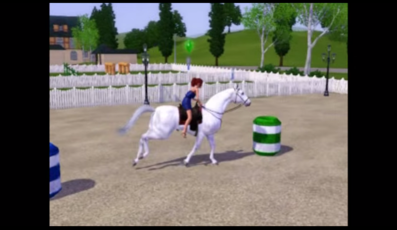 [18/11/2014] In Sims 3 begeistern wir uns mit der Möglichkeit, Pferde zu reiten. Das geht natürlich auch Western-Style und da darf das Barrel Racing nicht fehlen!