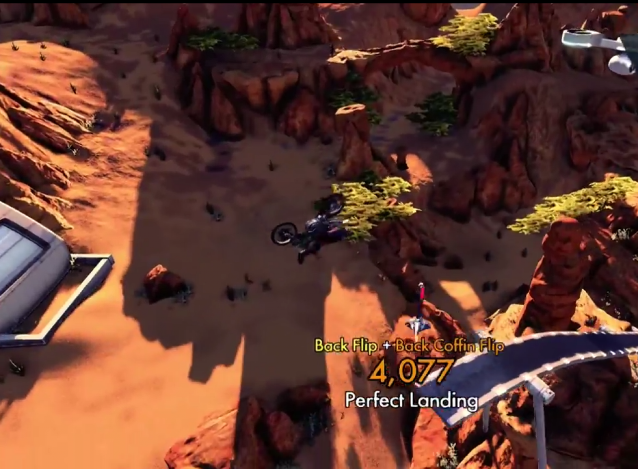 [06/11/2014] In Trials Fusion haben wir einen Sarg der etwas anderen Art. Der Benenner des Coffin Flips muss über einen ziemlich schwarzen Humor verfügen. Oder ihm war klar, dass man nach dem Stunt meist einen Sarg braucht.