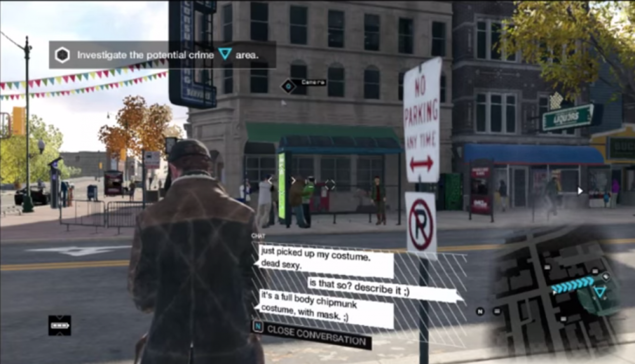 [15/12/2014] Ein Kostüm, das wir nicht zu Gesicht bekommen, über das aber so manch glücklicher Spieler in Watch Dogs liest, ist das Chipmunk-Kostüm. Das können wir aber auch nur, wenn wir genau den richtigen SMS-Verlauf hacken.