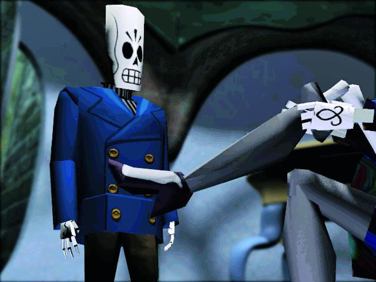 [02/12/2014] Manny Calavera aus Grim Fandango befindet sich nicht nur in einer Totenwelt, er sieht auch ziemlich knochig aus. Das Skelett arbeitet als Reiseberater für verstorbene Seelen in der Todesabteilung.