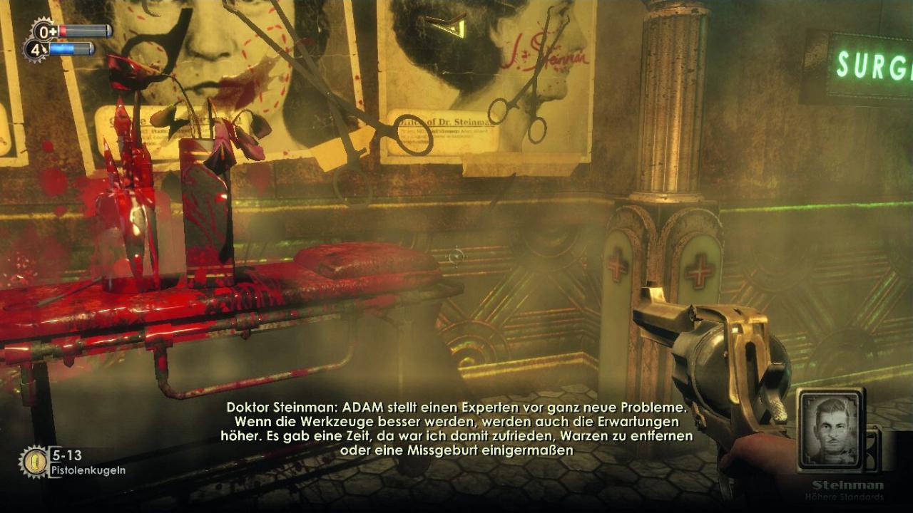 [09/12/2014] Meister ihres Fachs: Irrational Games kramte nicht nur die Idee mit den Audiologs aus der Schublade, sondern schockierte den Spieler gegen Ende mit einem fiesen Plottwist. (BioShock)
