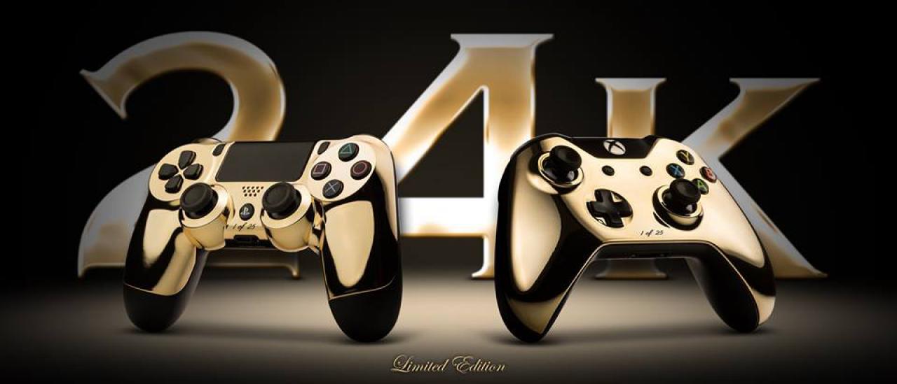 [27/01/2015] Luxusartikelhersteller ColorWare verkaufte im Januar 2015 PS4- und Xbox-One-Controller mit einer 24-karätigen Goldlegierung. Von den Controllern gab es jeweils nur 25 Stück zu einem Preis von 300 US-Dollar pro Exemplar. Noch im selben Monat waren alle Gold-Controller vergriffen. Weitere Einzelheiten findet ihr in unserem Artikel: http://www.gamesaktuell.de/Kurioses-Thema-205466/News/Vergoldete-PS4-und-Xbox-One-Controller-fuer-300-US-Dollar-ausverkauft-1149080/