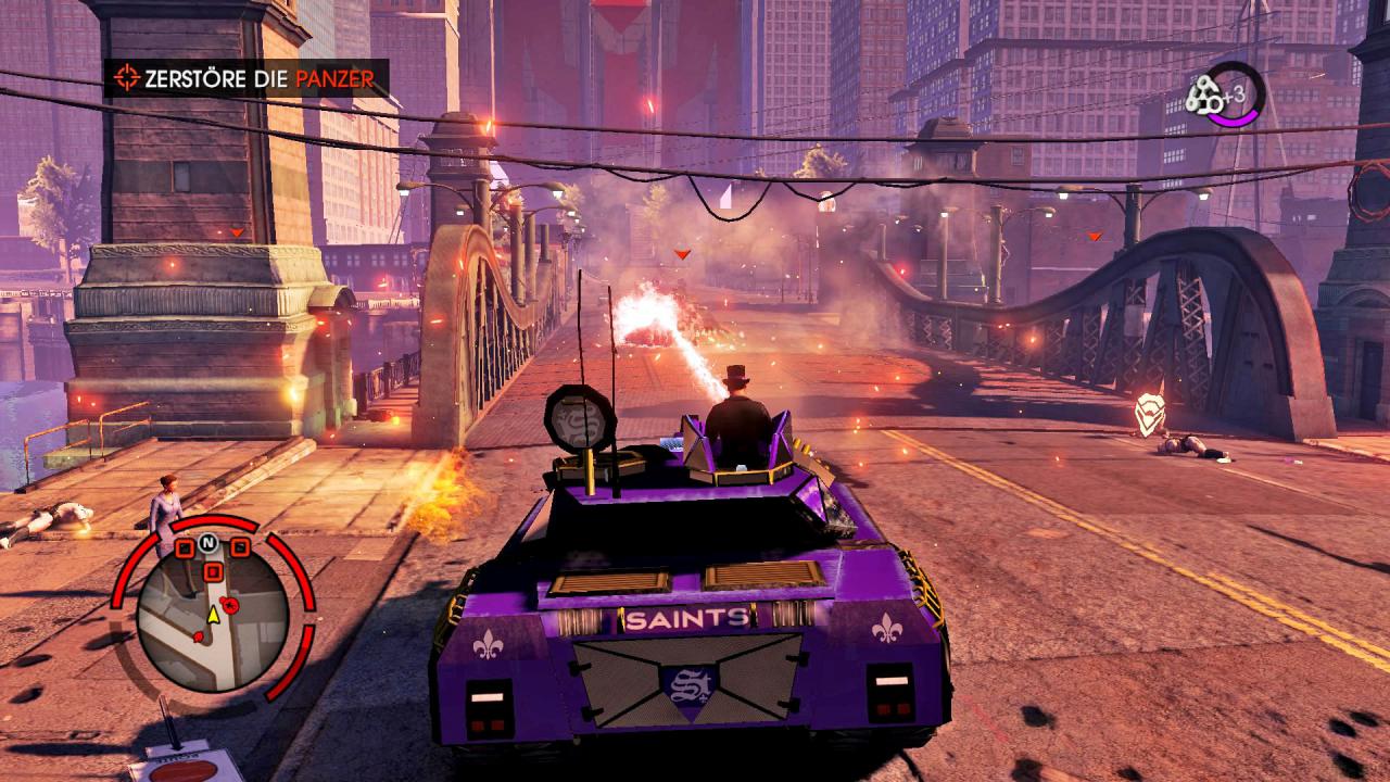 [23/01/2015] Zinyaks Schergen: Im Hauptspiel und am Anfang des DLCs Enter the Dominatrix bekämpft ihr fiese Aliens. Serientypisch sind die hektischen Gefechte extrem actionreich.