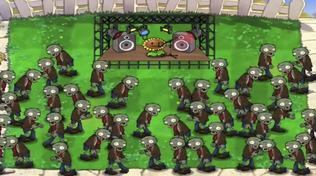 [14/01/2015] Sehr originiell endet das Tower-Defense-Spiel Plants vs. Zombies. Im Abspann versammeln sich Massen von Untoten und tanzen zum Gesang einer Sonnenblume. Zumindest soweit das den hirnfressenden Kreaturen noch möglich ist.