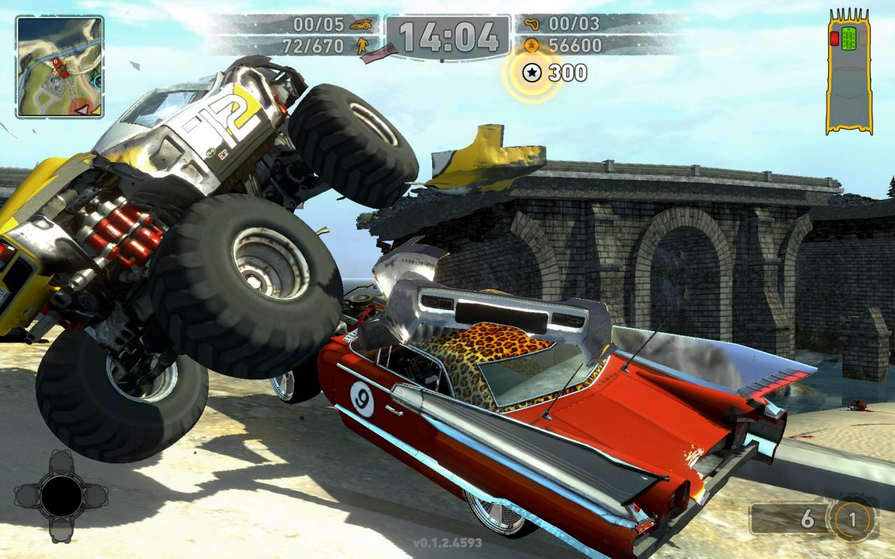 [04/02/2015] Im Rennspiel Carmageddon erhaltet ihr Zeitboni, wenn ihr gegnerische Autos rammt oder unschuldige Lebewesen über den Haufen fahrt. Von Monstertruck bis Baustellenfahrzeug ist dabei alles vertreten. Besonders angetan hat es uns aber der Doozer, eine Mischung aus Rennauto und Bagger. Schon beim bloßen Anblick jagen uns die finster dreinblickenden Augen auf der Schaufel kalte Schauer über den Rücken.