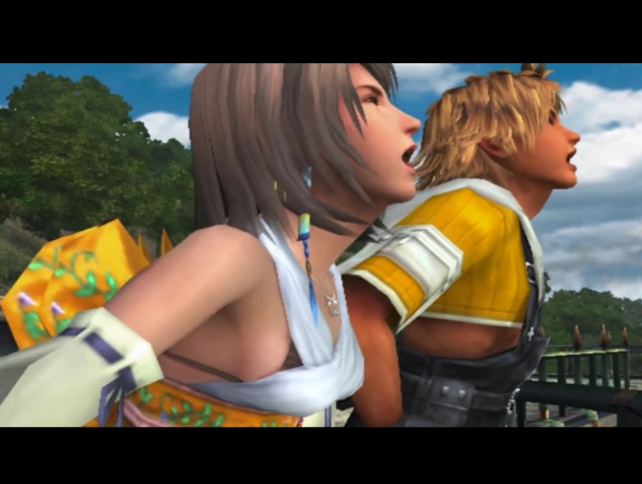 [19/02/2015] HA HA HA HA HA HA! Mehr muss zu dieser Szene in Final Fantasy 10 eigentlich nicht gesagt werden. Tidus ist niedergeschlagen und die Szene zeigt, wie er und Yuna sich langsam näher kommen. Eigentlich richtig emotional und schön. Bis zu diesem Moment. Der versaut nämlich alles und führt beim Spieler zu einem eher unbehaglichen Lachen.