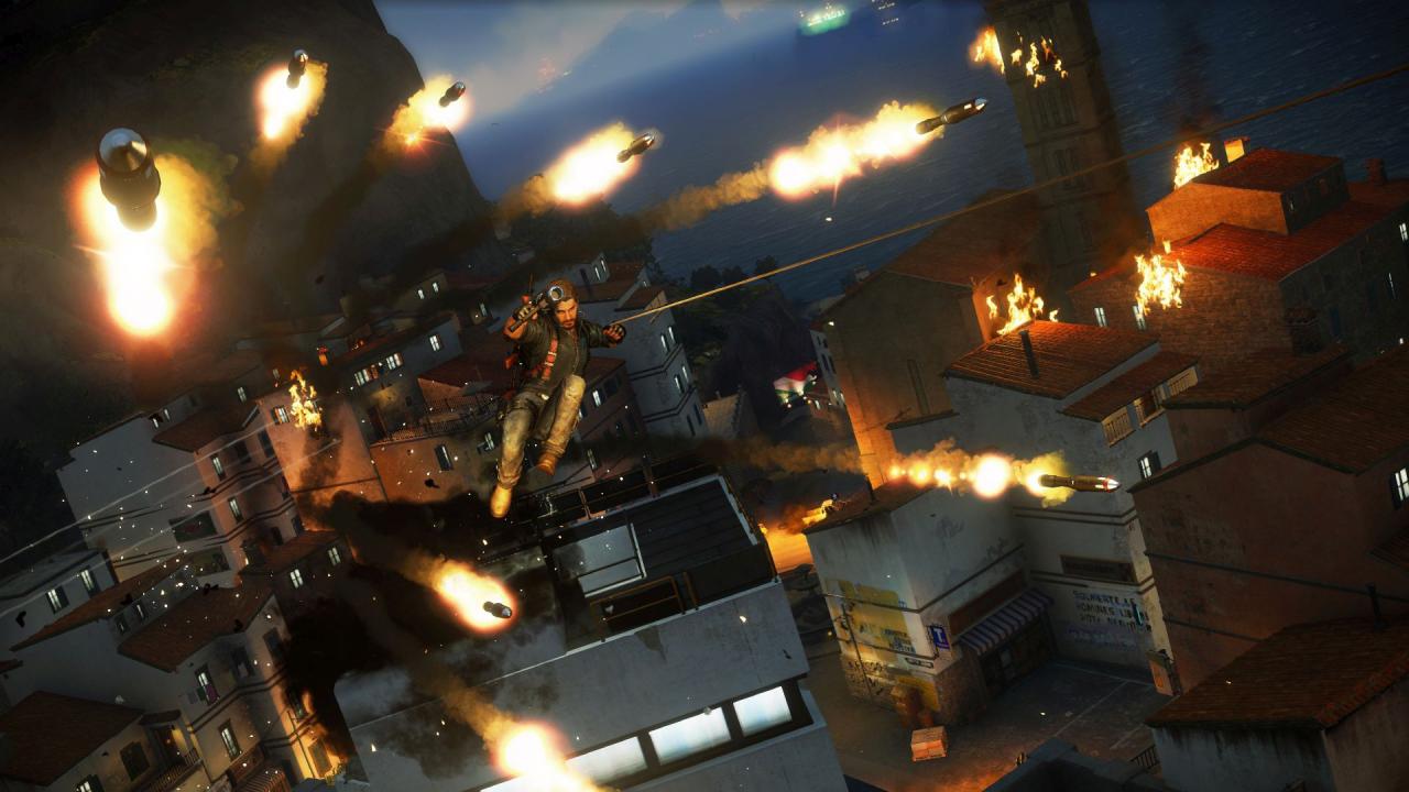 [13/02/2015] Breitseiten abfeuern - Der neue Raketenwerfer Fire Leech ist ein ganz besonderes Bonbon für all jene Spieler, die große Explosionen und chaotische Zerstörungsorgien lieben. Und tun wir das nicht alle? Mit der vollkommen fiktiven Knarre lassen sich in Just Cause 3 nämlich bis zu acht Raketen gleichzeitig abfeuern, womit ihr Helikopter, Panzer und Feindbasen im Nu zerbröselt. Das Beste: Wie alle Waffen lässt sich der Fire Leech auch dann einsetzen, wenn ihr euch gerade per Greifhaken in Richtung Ziel katapultiert oder mit dem Fallschirm durch die Luft segelt!