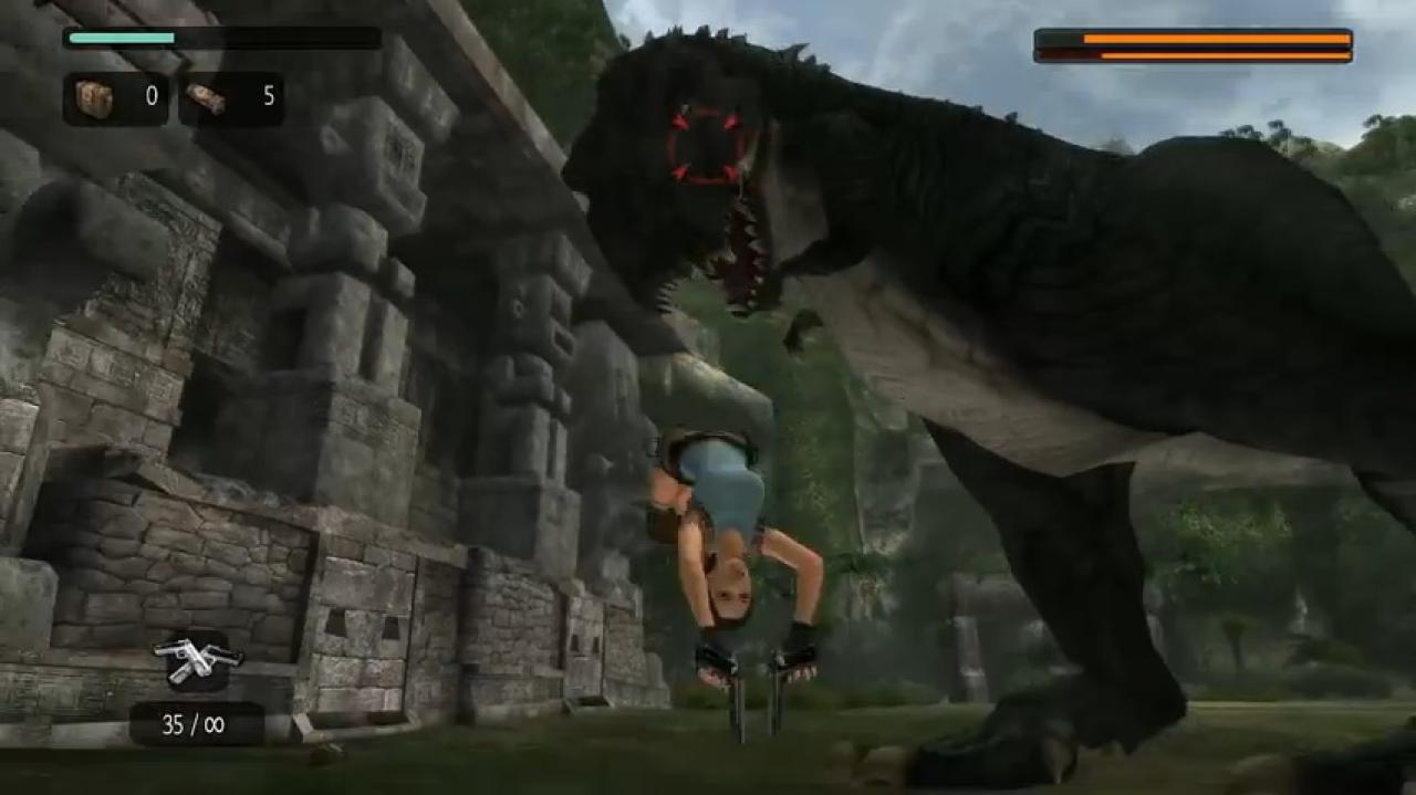 [13/02/2015] Auch Lara Croft kämpft ab und an gegen prähistorische Reptilien. Der T-Rex aus dem ersten Tomb Raider gehört zu den stärksten und einprägsamsten Gegner, die sich Lara in den Weg stellen.