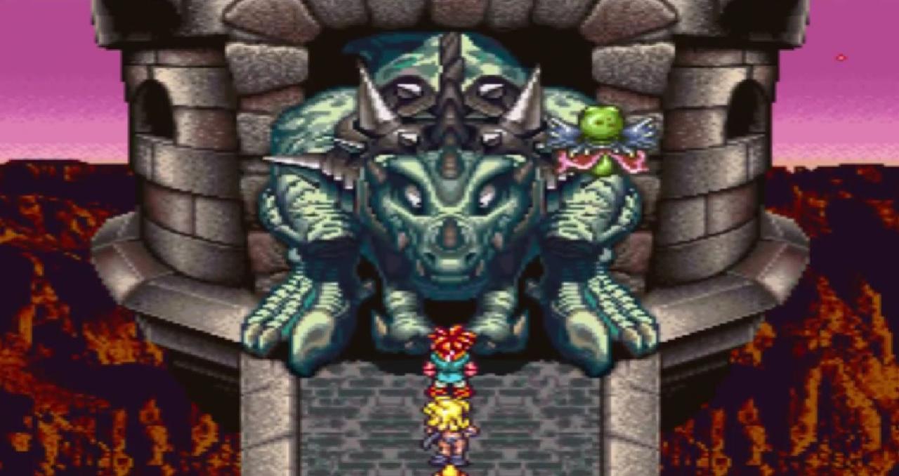 [26/02/2015] Im JRPG-Klassiker Chrono Trigger kann man per Zeitreise auf Dinosaurier treffen. In dem Urzeit-Abschnitt des Spiels trifft man auf die so genannten Reptiten. Dabei handelt es sich um einen Stamm von weiterentwickelten Dinos mit einer 