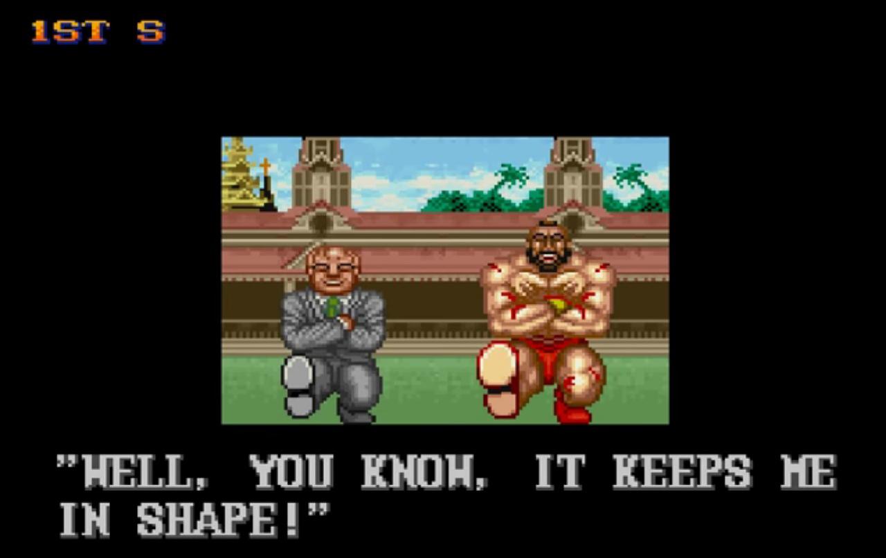 [10/03/2015] Ein weiterer weltbekannter Politiker gibt sich in Street Fighter 2 die Ehre. Michail Gorbatschow, der ehemalige Staatspräsident der Sowjetunion, legt eine flotte Tanznummer mit Zangief hin, wenn ihr die Kampagne mit dem russischen Kämpfer bestritten habt. Michail Gorbatschow beendete in der realen Welt den Kalten Krieg und war an der Wiedervereinigung Deutschlands beteiligt. In Street Fighter 2 überzeugt er uns aber vor allem mit seinen Tanzkünsten.