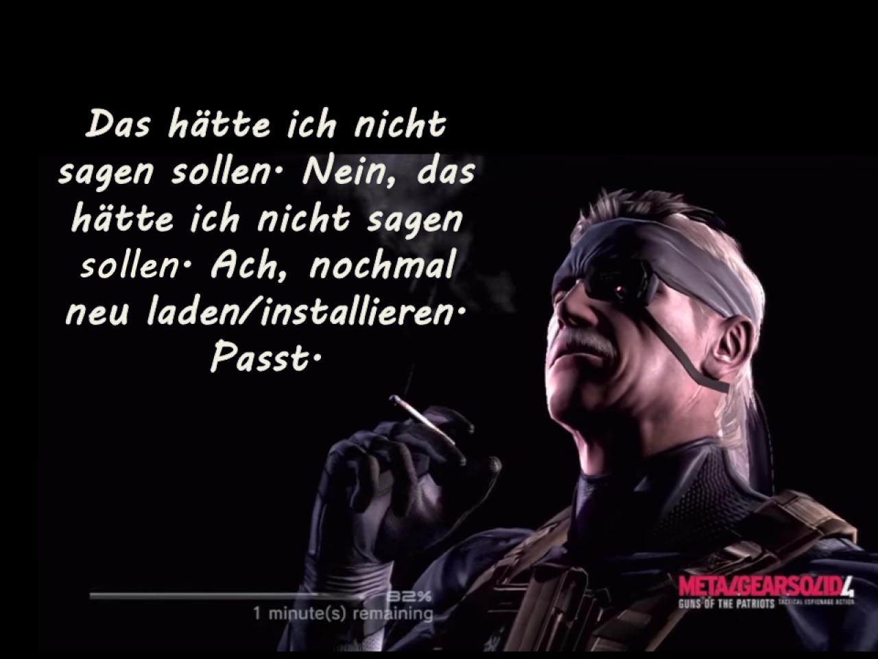 [03/03/2015] Hat ein Flirt oder Ähnliches nicht geklappt, seid ihr mit dem Resultat nicht zufrieden oder hättet ihr lieber doch die Andere/den Anderen gewählt? Ist das Game vollkommen korrupt und buggy? Kein Problem! Speichert vorher ab und ladet den Spielstand einfach erneut, falls euch was nicht gefällt. Oder installiert das ganze Spiel neu. Raucht dabei gemütlich eine Zigarette, so wie es hier Snake in Metal Gear Solid 4 tut. Ja, so eine Option hätten wir wirklich gern, was das Liebesleben betrifft.