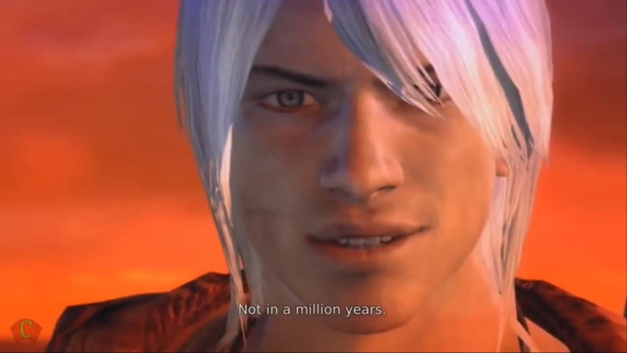 [09/04/2015] Bei den meisten Fans war Dante aus DmC: Devil may Cry mit langen, weißen Haaren beliebter als mit kurzen schwarzen. Aber lässt sich Dante vorschreiben, wie er seine Haare zu tragen hat? Am Ende der ersten Mission des Serien-Reboots bekommt Dante eine weiße Perücke verpasst, die er aber sogleich mit den Worten 