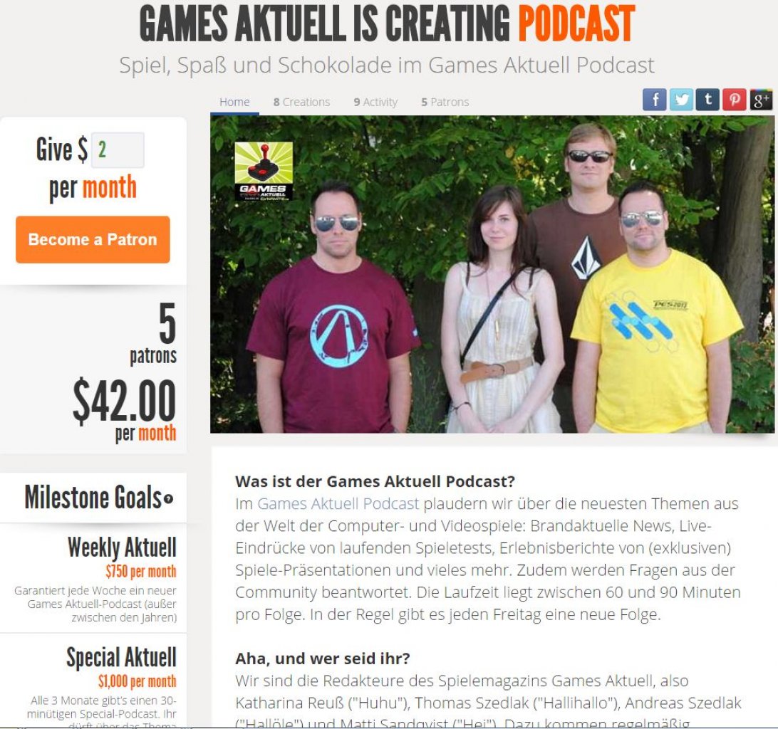 [08/05/2015] Hier könnt ihr den Podcast unterstützen: Games Aktuell auf Patreon.com!