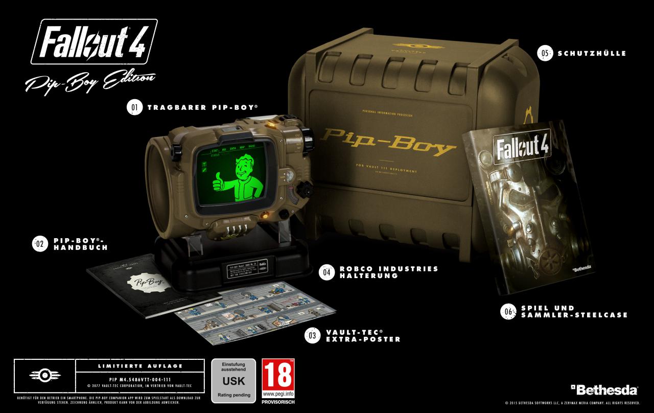 [15/06/2015] Ob sie wirklich selten ist, wissen wir noch nicht - ein Muss für jeden Fallout-Fan ist sie aber mit Sicherheit. Die Collector's Edition von Fallout 4 soll neben dem Spiel, einem Artbook und einer schicken Box nämlich auch einen funktionsfähiges Pip Boy- System enthalten!