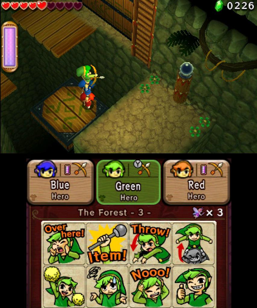 [18/06/2015] In The Legend of Zelda: Tri Force Heroes ist Team-Arbeit gefragt, denn bestimmte Areale erreicht ihr nur, in dem ihr die drei Links aufeinander stapelt und somit eine Totempfahl-Formation bildet. Auch bei den Endbossen kann Unterstützung durch andere Spieler durchaus hilfreich sein. Die Betonung liegt aber auf dem Wort 