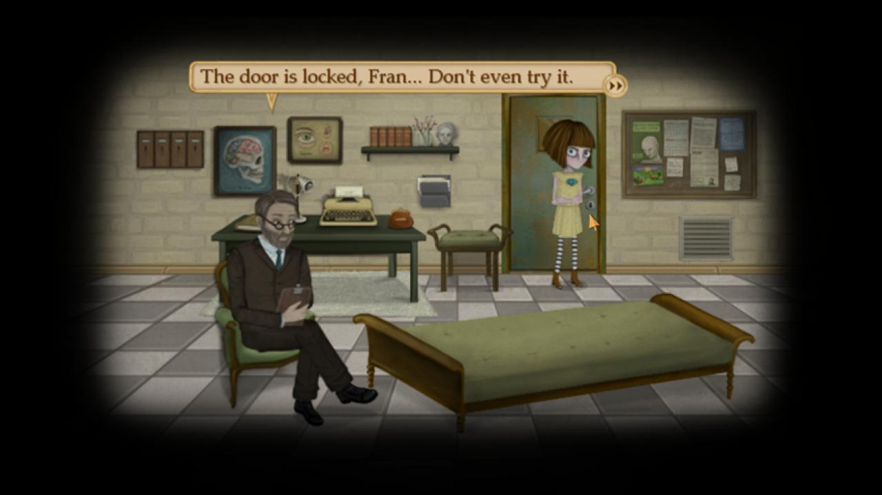 [29/07/2015] Das Abenteuer der kleinen Fran beginnt in der Irrenanstalt, in der sie eingewiesen wurde, nachdem ihre Eltern brutal umkamen. Im Point-and-Click-Adventure mit dem morbiden Charm begegnet sie in der Anstalt allerhand grausigen Kreaturen.