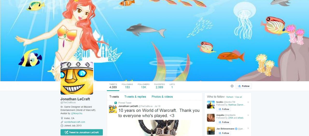 [04/08/2015] So sieht aktuell der Twitter-Account von Jonathan LeCraft aus.
