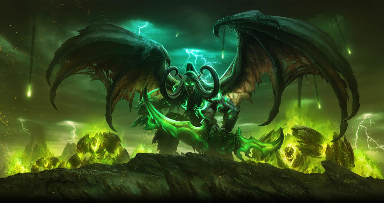 Hier seht ihr Illidan, den Bösewicht aus World of Warcraft.